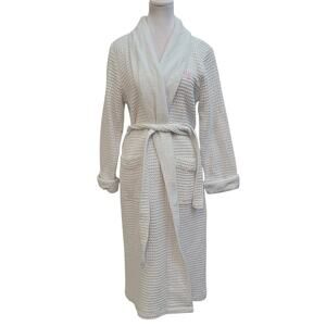 Lauren Ralph Lauren‎ Size M White Waffle Knit Belted Long Bath Robe Lounge